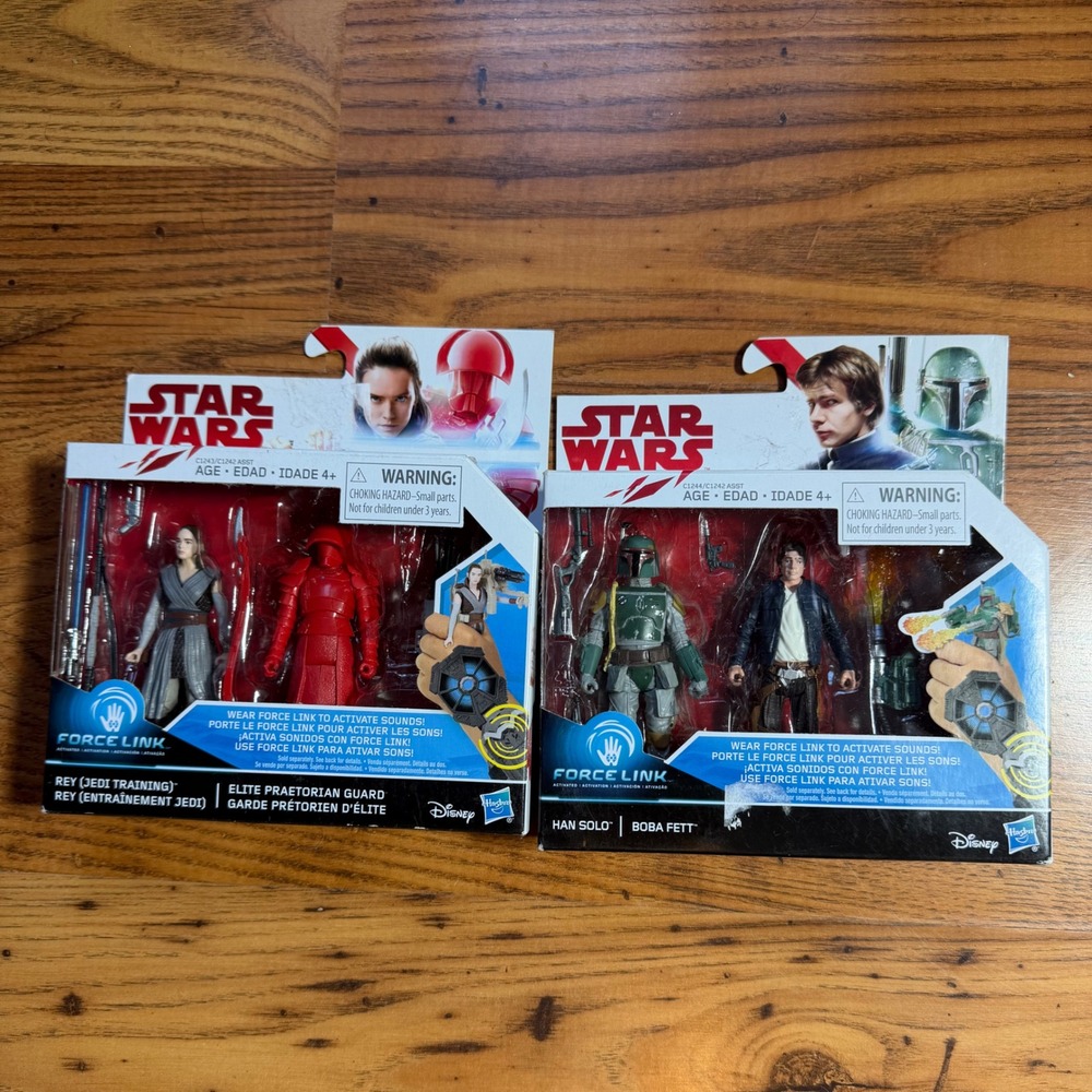 Star Wars Force Link 2-Pack Lot Rey Praetorian Guard Han Solo Boba Fett Hasbro